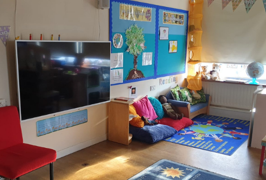Interactive touchscreen at Harlington Village pre school